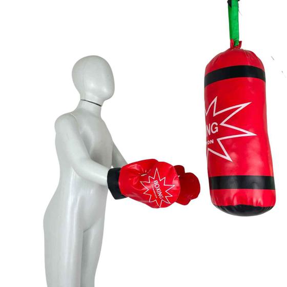 Imagem de Kit Boxe Infantil Com Saco De Pancada + Par De Luvas Unitoys Brinquedo Crianças +3 Anos