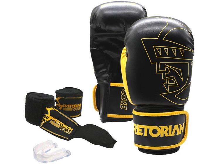 Kit Boxe/Muay Thai Pretorian Core Preto e Amarelo Menor preço em Kit Boxe/Muay Thai Pretorian Core Preto e Amarelo