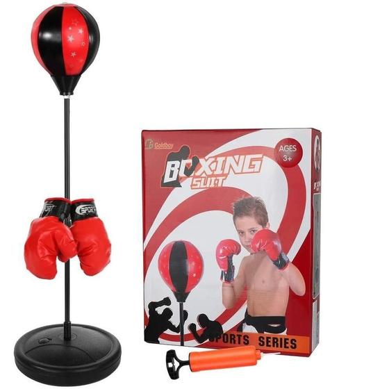 Imagem de Kit boxe saco de pancada infantil bola punching ball kit com luvas e altura ajustável completo