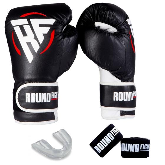 Imagem de Kit Boxe Treino Kickboxing Luva Bandagem Bucal Round Fight