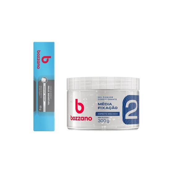 Imagem de Kit Bozzano Creme Barbear Pele Sensivel+Gel Fixador Incolor