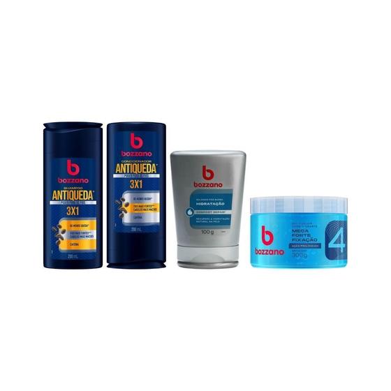 Imagem de Kit Bozzano Shamp+Cond Antiqd+Gel Barba Hidrat+Gel Fix Azul