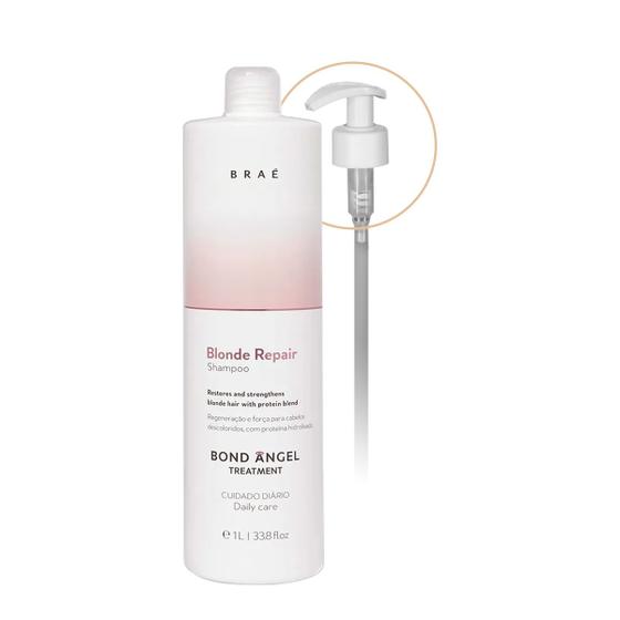 Imagem de Kit Braé Blond Repair Shampoo Litro e Válvula Pump (2 produtos)