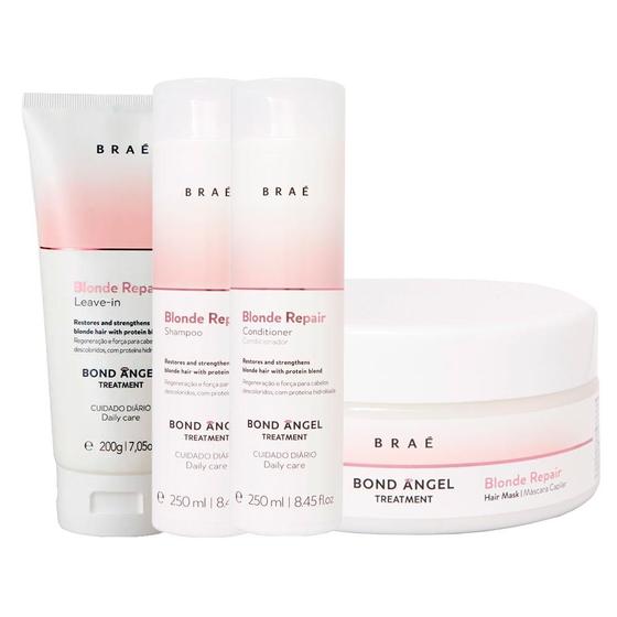 Imagem de Kit Braé Blonde Repair - Shampoo 250ml + Condicionador 250ml + Máscara 250g + Leave-In 200ml