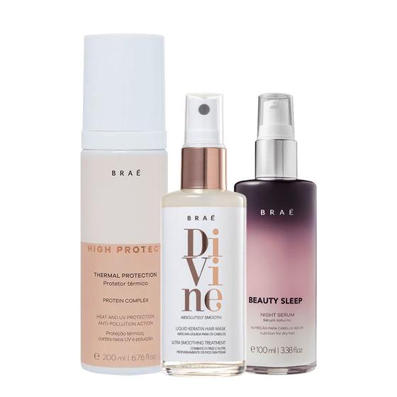 Imagem de Kit Braé High Protect Thermal Protection Beauty Sleep Night e Braé Divine (3 produtos)