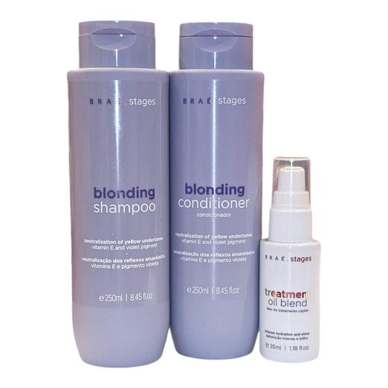 Imagem de Kit Braé Stages Blonding - Shampoo 250ml + Condicionador 250ml + Óleo 35ml