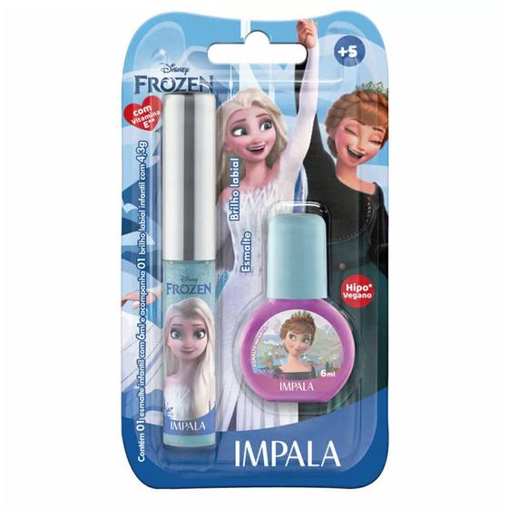 Imagem de Kit Brilho Labial e Esmalte Infantil Impala Frozen