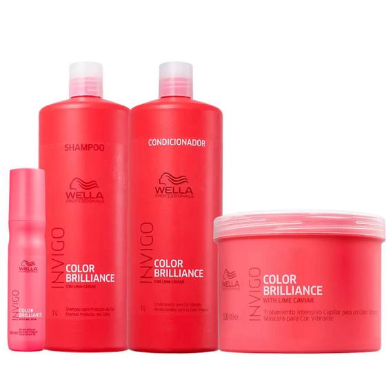 Imagem de Kit Brilliance Shampoo, Condicionador, Máscara e Li Balm - Wella