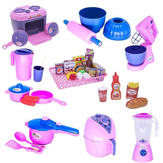 Imagem de Kit Brinquedo Cozinha Menina Eletro Panela Comida 35 Peças