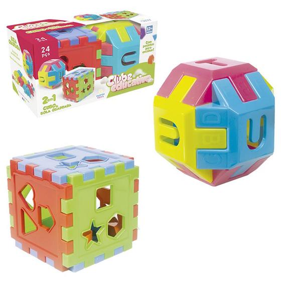 Imagem de Kit Brinquedo Didatico Cubo E Bola Quadrada Divertido Infantil