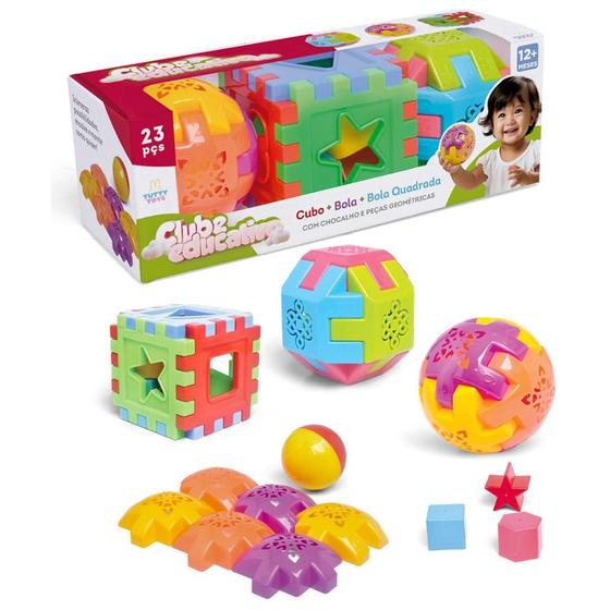 Imagem de Kit Brinquedo Educativo Cubo Bola E Bola Quadrada Didático