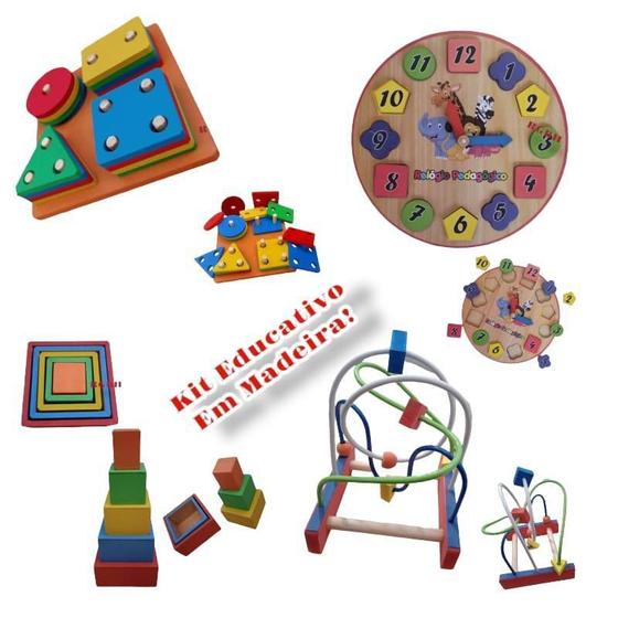 Imagem de Kit Brinquedo Educativo Em Madeira Primeira Infancia Vol 2