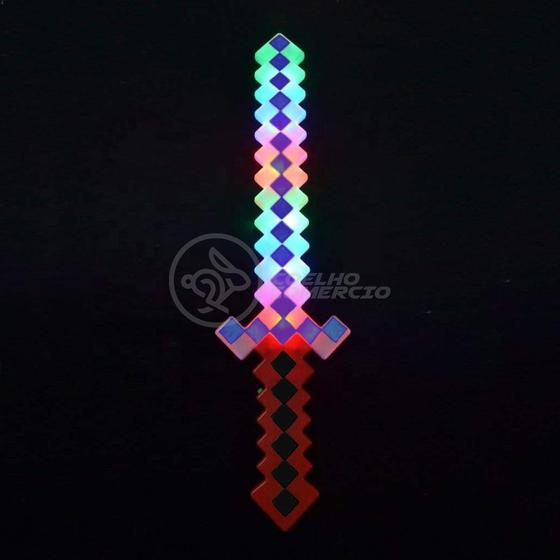 Imagem de Kit Brinquedo Espada Pixel Ninja 58cm Diamante com Som e Luz + 3 Pilhas AA - Vermelho 24