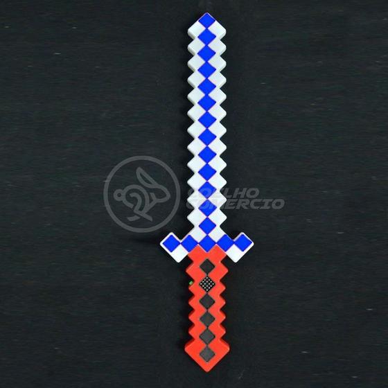 Imagem de Kit Brinquedo Espada Pixel Ninja 58cm Diamante com Som e Luz + 3 Pilhas AA - Vermelho 28