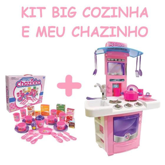Imagem de Kit Brinquedo Infantil Big Cozinha P/ Meninas + Chazinho