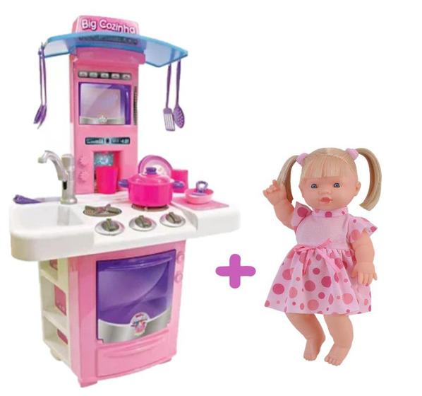 Imagem de Kit Brinquedo Infantil Boneca Elisi Fala Frase + Big Cozinha