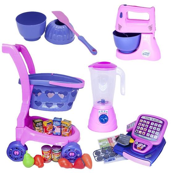 Imagem de Kit Brinquedo Menina Super Mercado Batedeira Forma 31pç