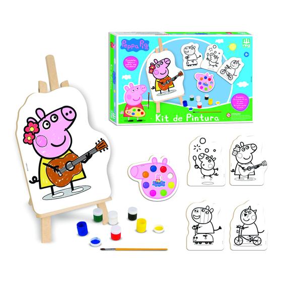 Imagem de Kit Brinquedo Pintura Infantil Peppa Pig em Madeira 45 Cm