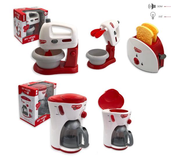 Imagem de Kit Brinquedos Infantil Cozinha Cafeteira Torradeira E