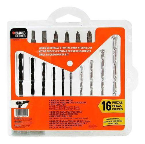 Imagem de Kit Brocas E Pontas Com 16 Pecas Black E Decker Bd0130Cs