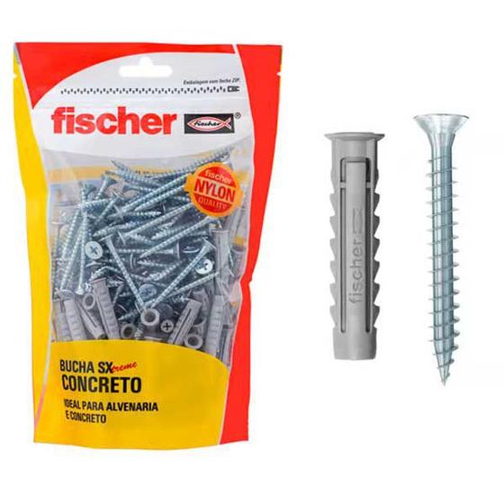 Imagem de Kit Bucha De Nylon Sx 6mm Fischer C Aba E Parafuso 10 Peças