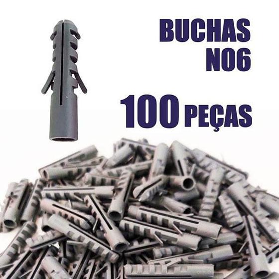 Imagem de Kit Buchas 06 Buchas De Fixação Sem Anel Nylon 100Pçs