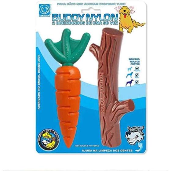 Imagem de Kit buddy toys nylon (cenoura + graveto)