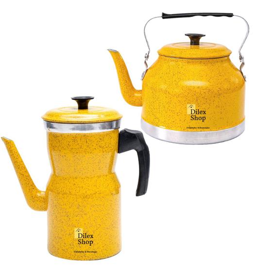 Imagem de Kit Bule Com Chaleira Grande Chá Café Leite Em Alumínio