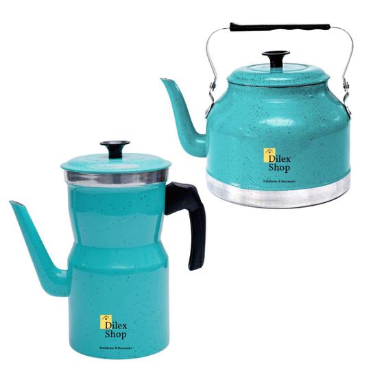 Imagem de Kit Bule Com Chaleira Grande Chá Café Leite Em Alumínio
