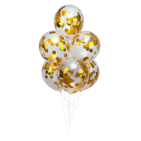 Imagem de Kit Buquê Balões Látex Transparente com Confete Circulo Dourado - Buque com 06 Balões - 1 unidade - Regina - Rizzo
