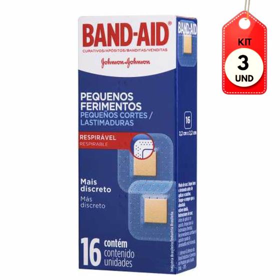 Imagem de Kit C/03 Band Aid Pequenos Ferimentos Curativo C/16