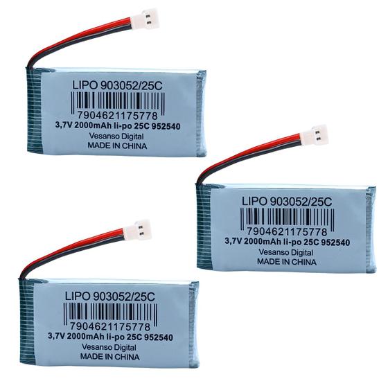 Imagem de Kit C/03 Bateria Original P/ Drone 3.7v 2000mah Recarregável