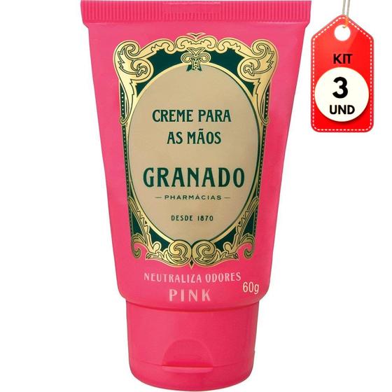 Imagem de Kit C/03 Granado Pink Antiodor Creme P/ Mãos 60g