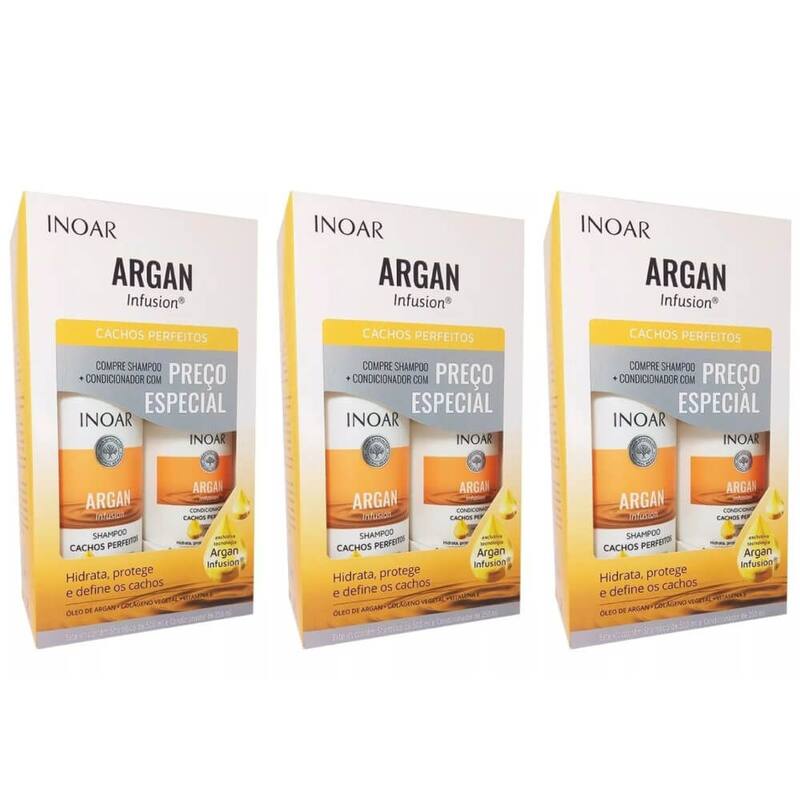 Kit C/03 Inoar Kit Argan Infusion Cachos Perfeitos Shampoo 500ml ...