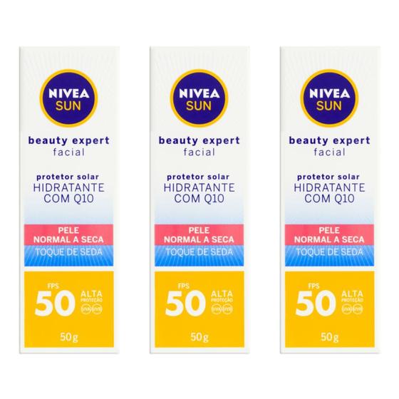 Kit C/03 Nivea Sun Beauty Pele Seca Protetor Solar Fps50 50g - Protetor ...