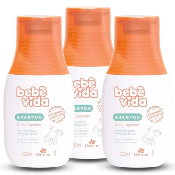 Imagem de Kit C/03 Shampoo sem lágrimas Bebê Vida Davene 200 ml