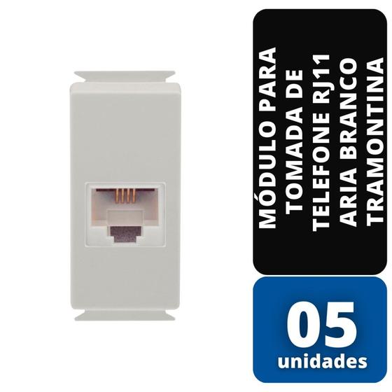 Imagem de KIT C/05 Módulo P/Tomada Telefone RJ11 Aria Bc Tramontina