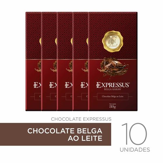 Imagem de Kit c/10 Barras de Chocolate Expressus Kakaw Belga ao Leite