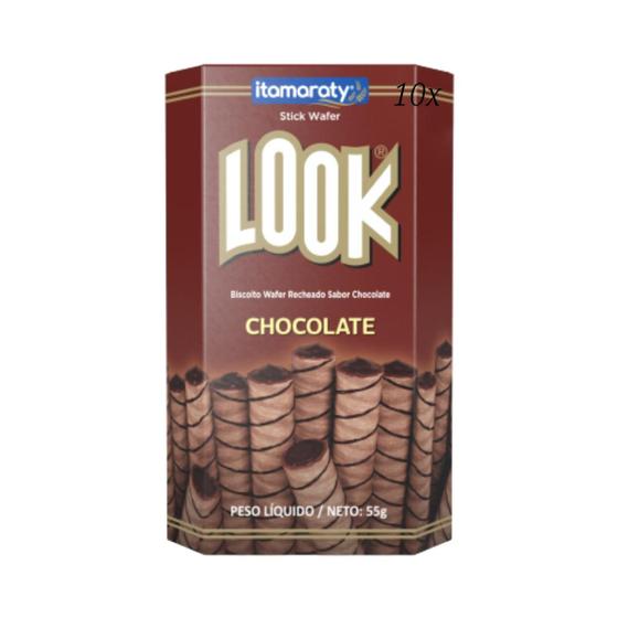Imagem de Kit C/ 10 Biscoito Stick Wafer Recheado Look 55g