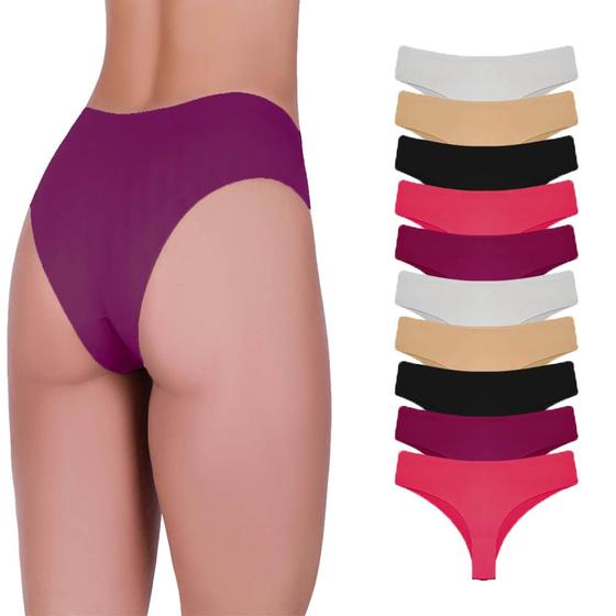 Imagem de Kit C/10 Calcinhas Tanga Corte A Laser Microfibra Sortida