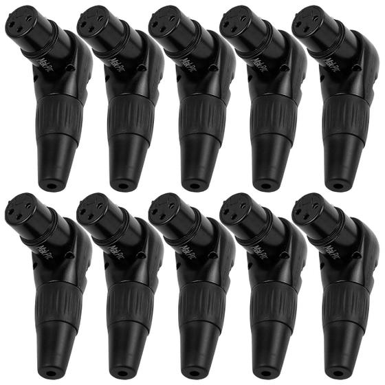 Imagem de Kit c/ 10 conectores xlr fêmea 90 graus mak pro mk-xlr-fsl