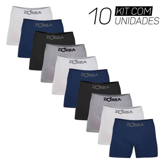 Imagem de Kit C/10 Cuecas Boxer Algodão Masculino Box Sem Costura Zorba