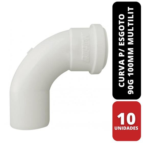 Imagem de Kit C/ 10 Curva P/ Esgoto 90G 100mm Multilit