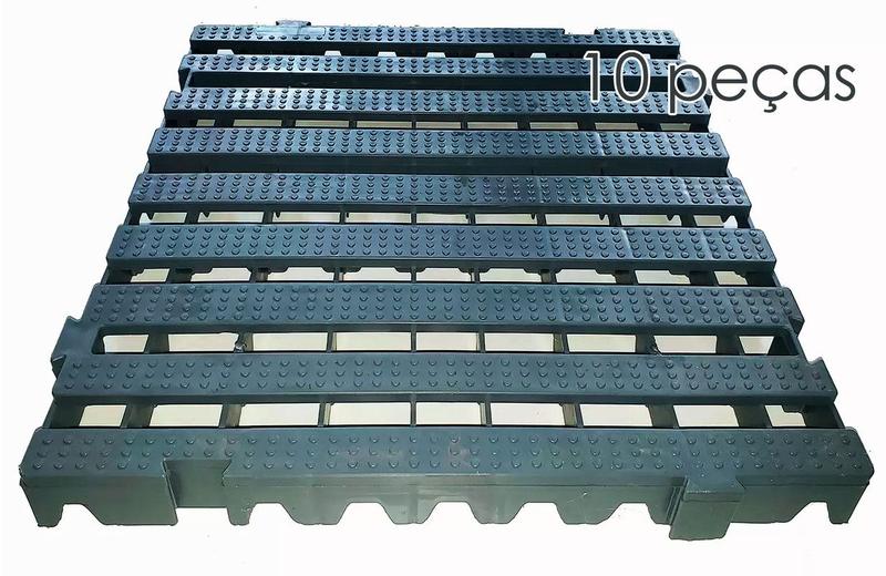 Kit c/ 10 pçs pallet estrado plástico 4,5x50x50 cm cor preto Menor preço em Kit c/ 10 pçs pallet estrado plástico 4,5x50x50 cm cor preto