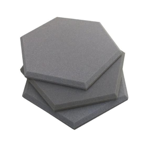 Imagem de Kit c/ 10 Placas Espuma Acustica Hexagonal Antichamas Cinza