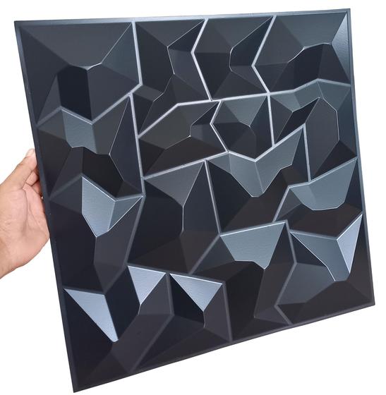 Imagem de Kit C/ 10 Placas Revestimento Parede Alto Relevo Painel 3D (montanha preto) 3 m2