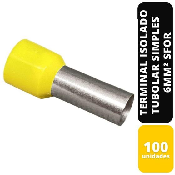 Imagem de Kit c/100 terminal isolado tubolar simples am 6mm² sfor - SFORPLAST