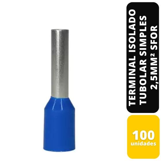 Imagem de Kit c/100 terminal isolado tubolar simples az 2,5mm² sfor