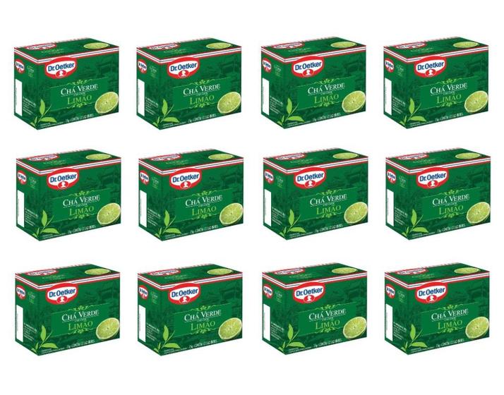 Imagem de Kit c/ 12 Chá Verde com Limão 10 sachês cada - Dr. Oetker 