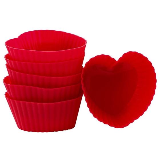 Imagem de Kit C/12 Coração Forminhas De Silicone P/ Mini Bolos Cupcake Muffin 